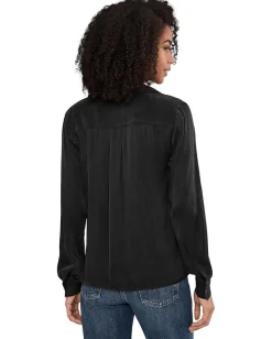 Splendid Serena Satin Button-Down Black Online