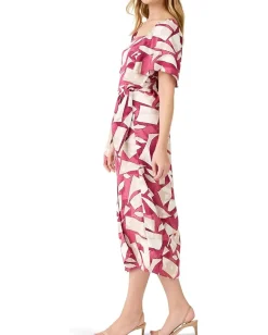 NIC+ZOE Shadow Blocks Dress Red Multi Sale