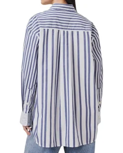 AllSaints Shannon Stripe Shirt White/Blue Discount