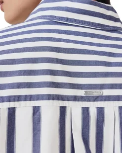 AllSaints Shannon Stripe Shirt White/Blue Discount