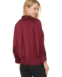 Women Liverpool Los Angeles Shawl Wrap Front Bracelet Sleeve Blouse Viscose Satin