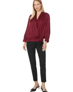 Women Liverpool Los Angeles Shawl Wrap Front Bracelet Sleeve Blouse Viscose Satin