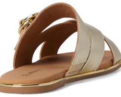 Johnston & Murphy Shayla Cross-Band Slide Gold Metallic New