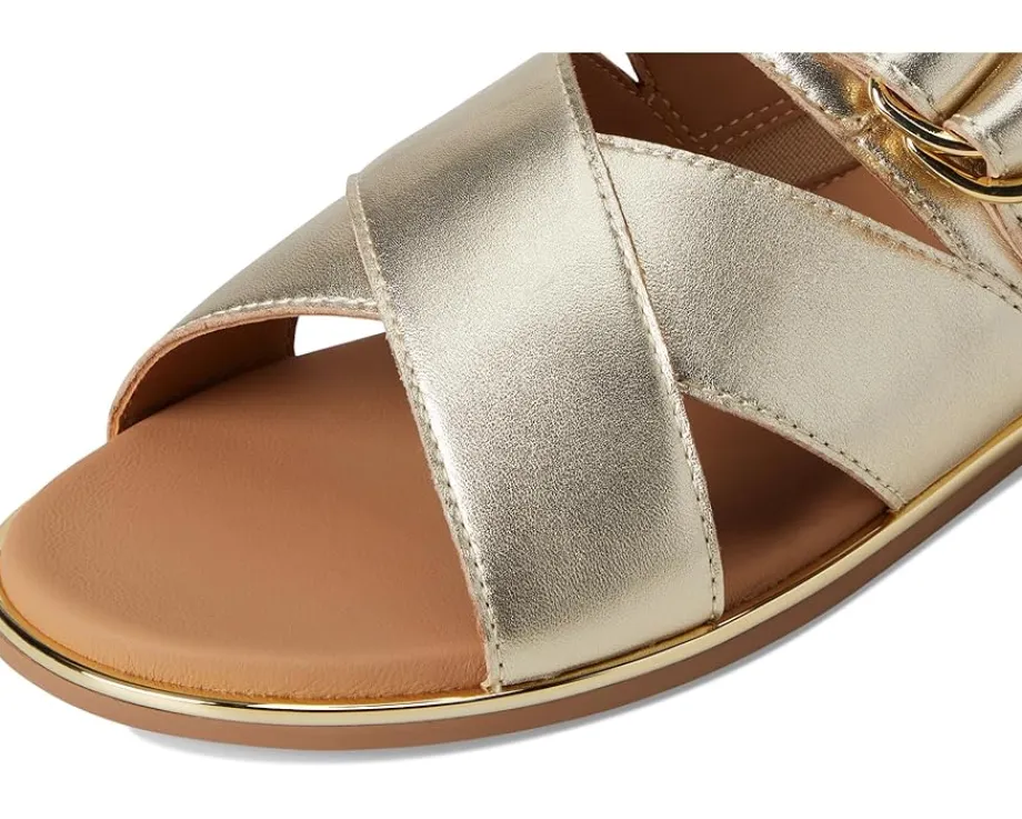 Johnston & Murphy Shayla Cross-Band Slide Gold Metallic New