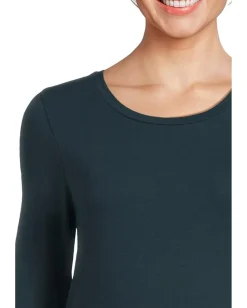 Eileen Fisher Sheer Knit Round Neck Slim Long Sleeve Tee Alpine