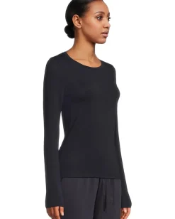 Eileen Fisher Sheer Knit Round Neck Slim Long Sleeve Tee Ink Online