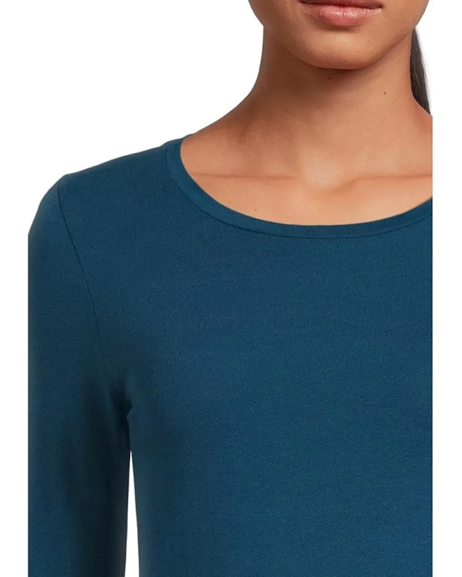 Women Eileen Fisher Sheer Knit Round Neck Slim Long Sleeve Tee