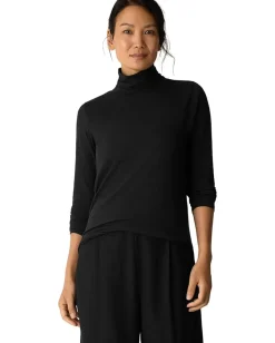 Women Eileen Fisher Sheer Knit Turtle Neck Top