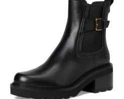 Cole Haan Shibley Waterproof Lug Buckle Booties Black Leather Sale