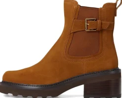 Cole Haan Shibley Waterproof Lug Buckle Booties Tobacco Waterproof Suede Sale