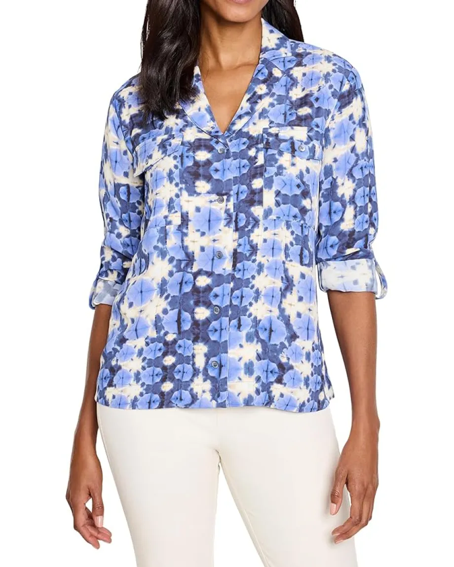 NIC+ZOE Shibori Stone Shirt Blue Multi Hot
