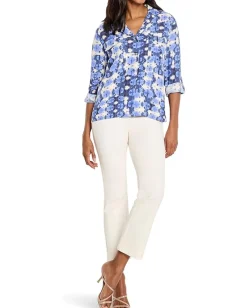 NIC+ZOE Shibori Stone Shirt Blue Multi Hot
