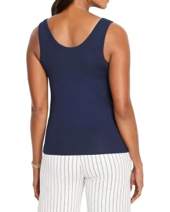 NIC+ZOE Shimmer Trimmed Tank Dark Indigo Best