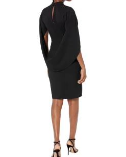 Women Betsy & Adam Short Scuba Drape Dress with Cutouts