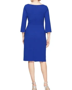 Alex Evenings Short Sheath Dress with Split Sleeves Royal