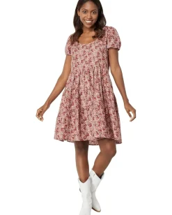 Lucky Brand Short Sleeve Babydoll Dress Mauve Multi Online