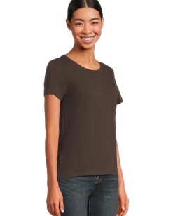 Lilla P Short Sleeve Back Seam Crewneck Espresso Best