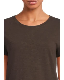 Lilla P Short Sleeve Back Seam Crewneck Espresso Best