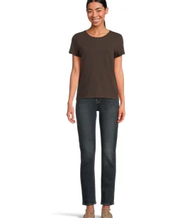 Lilla P Short Sleeve Back Seam Crewneck Espresso Best