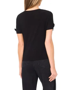 Women CeCe Short Sleeve Bow Sleeve Knit Top