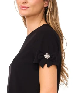 Women CeCe Short Sleeve Bow Sleeve Knit Top