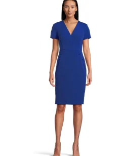 Women Calvin Klein Short Sleeve Button Sheath