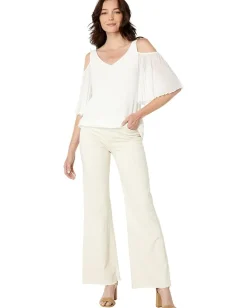 Vince Camuto Short Sleeve Cold-Shoulder Smock Bottom Blouse New Ivory Hot