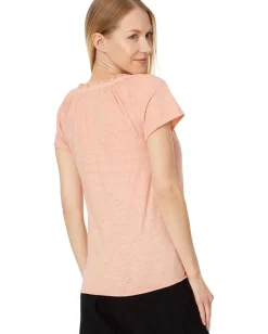 Mod-o-doc Short Sleeve Henley Swing Top Melon Sorbet Outlet