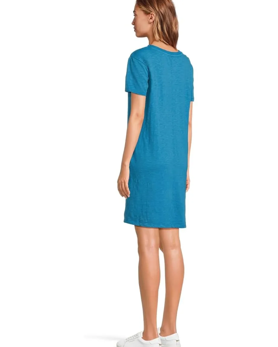 Women Mod-o-doc Short Sleeve Lace Up Neck Tee Shirt Dress