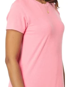 SUNDRY Short Sleeve Maxi Dress w/ Slit Pigment Hot Pink Best