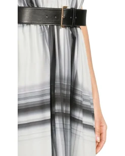 Women Calvin Klein Short Sleeve Printed Belted Commuter