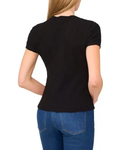 CeCe Short Sleeve Puckered Knit Baby Tee Rich Black Sale