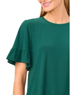 Women CeCe Short Sleeve Ruffle Detail High Low Top