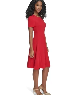 Women Calvin Klein Short Sleeve Scuba Crepe A-Line