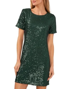 Women CeCe Short Sleeve Sequin Shirtdress