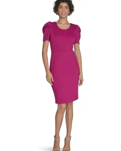Women Calvin Klein Short Sleeve Square Neck Sheath