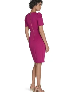 Women Calvin Klein Short Sleeve Square Neck Sheath