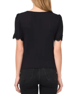 Women CeCe Short Sleeve Tee With Lace Sleeve Opening