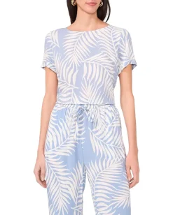 Vince Camuto Short Sleeve Tee With Rolled Cuff Lake Breeze 1 Sale