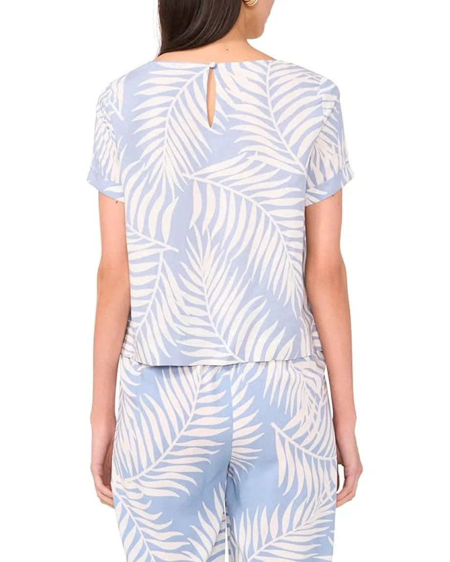 Vince Camuto Short Sleeve Tee With Rolled Cuff Lake Breeze 1 Sale
