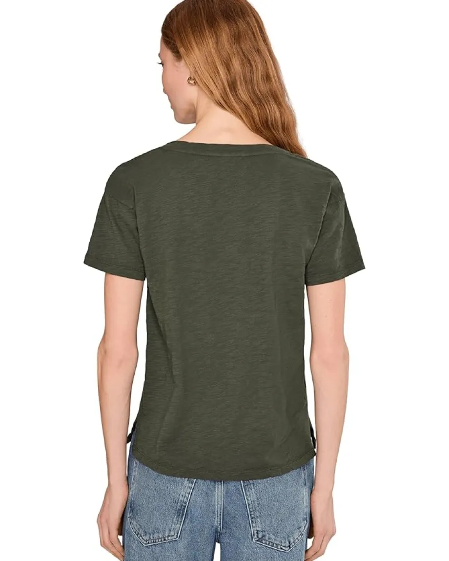 Mod-o-doc Short Sleeve V-Neck Boxy Tee Elm Green Sale