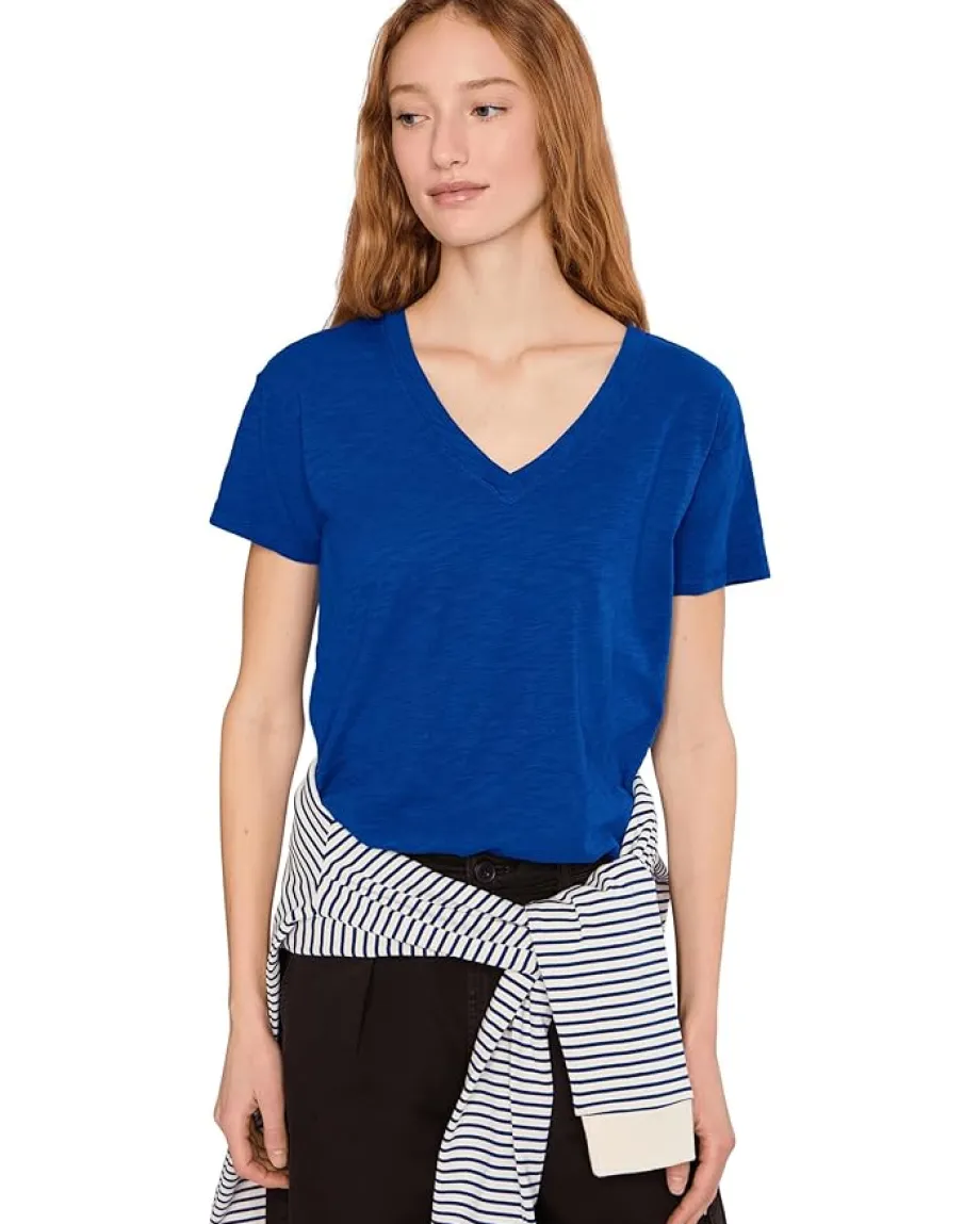 Mod-o-doc Short Sleeve V-Neck Boxy Tee Sapphire Best