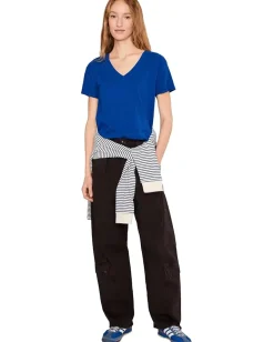 Mod-o-doc Short Sleeve V-Neck Boxy Tee Sapphire Best