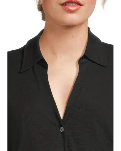 Lilla P Side Pleat Button-Down Black Sale