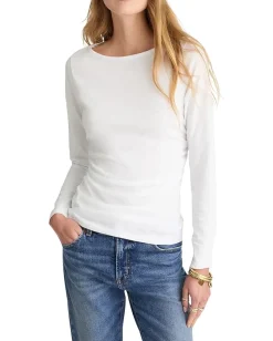 Madewell Side Ruched Slub Long Sleeve White Best