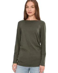 Women Madewell Side Ruched Slub Long Sleeve