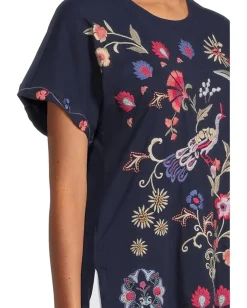 Johnny Was Side Slit Dolman Tee - Gloria Blue Night Discount