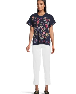 Johnny Was Side Slit Dolman Tee - Gloria Blue Night Discount