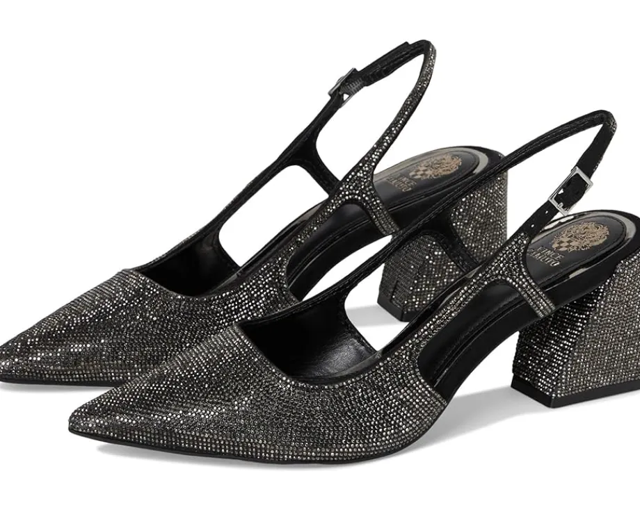 Vince Camuto Sindreea Rhinestone Block Heel Slingback Pump Anthracite