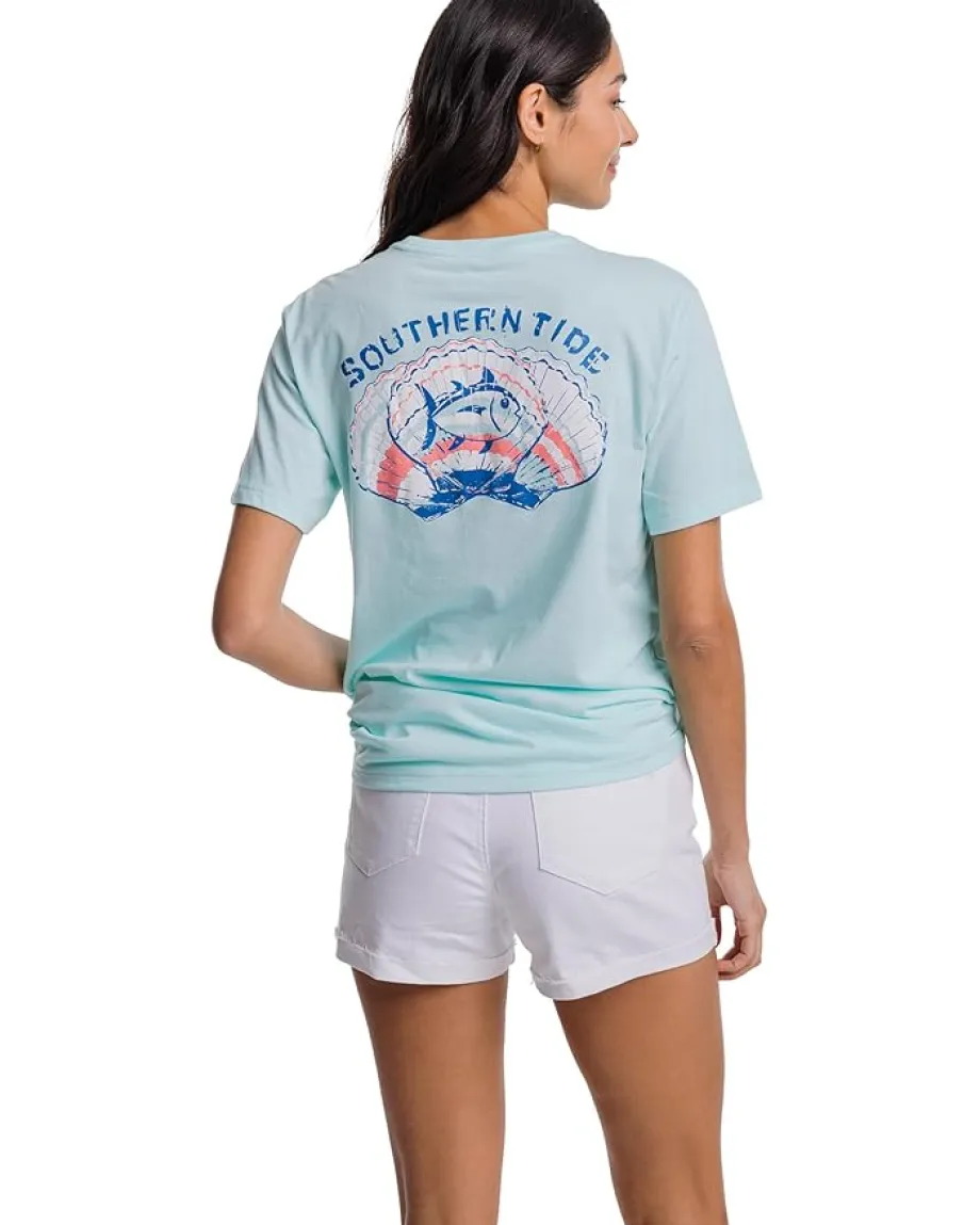 Southern Tide Skipjack Shell Trio Tee Baltic Teal Hot